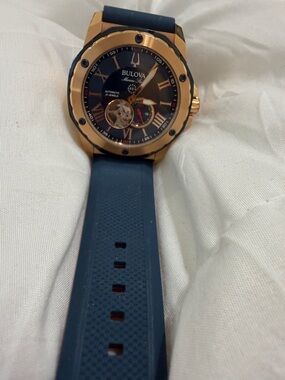 Bulova Blue Dial with Gold-Tone Case Men's Watch